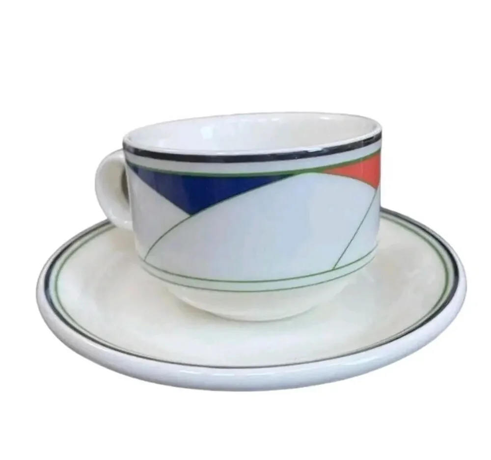 Villeroy & Boch Trio Demitasse Cup Saucer Set Memphis Art Deco Postmodern